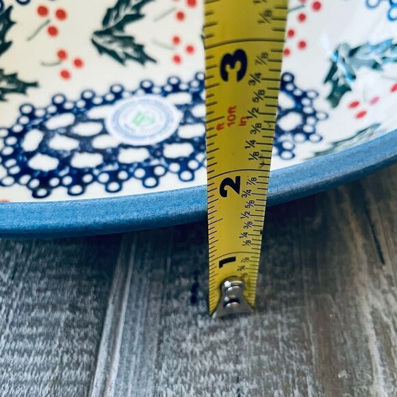 Boleslawiec Polish Pottery Christmas Holly Oval Serving Bowl Dish - Picture 5 of 5